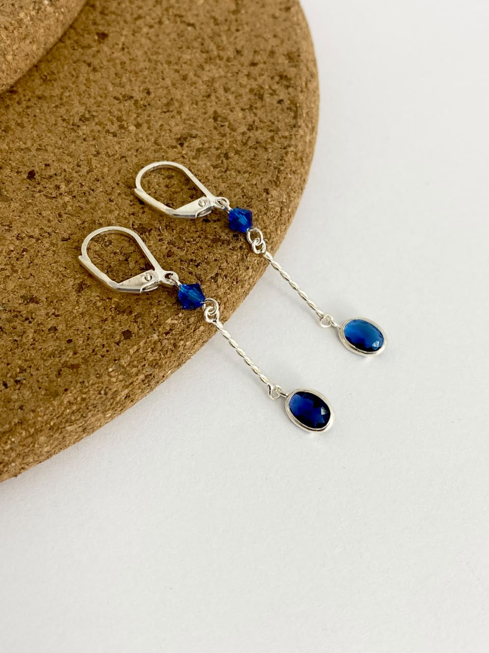 Aretes Bisel Azul