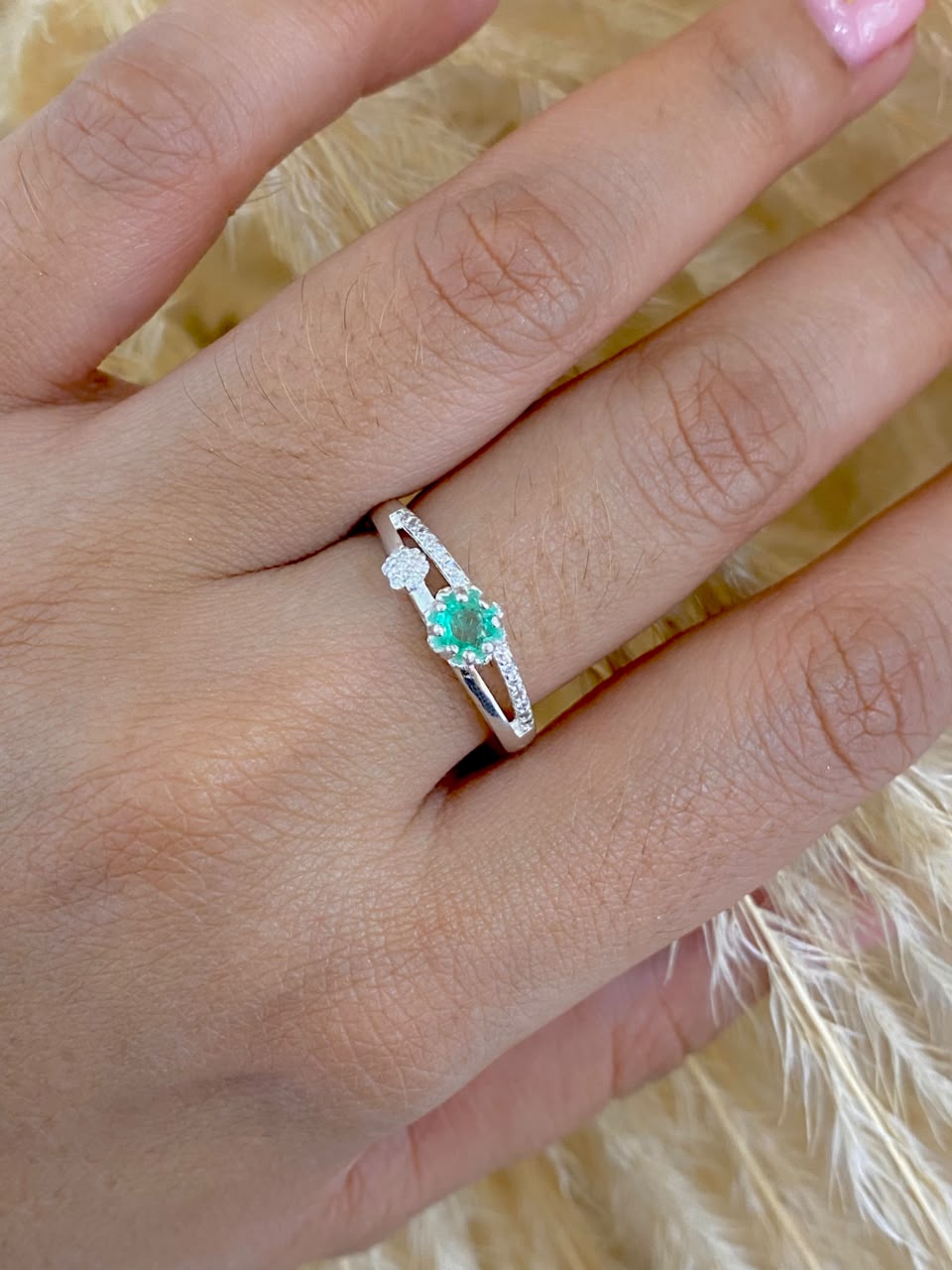 Anillo esmeralda doble TALLA 8