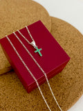 Cadena Cartier 45cm + dije cruz verde