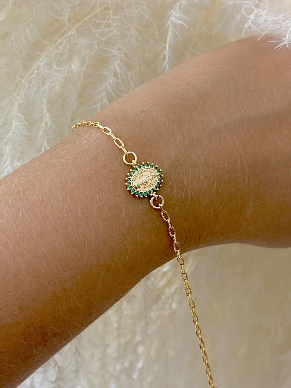 Pulsera Milagrosa borde verde 17.5cm