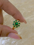 Anillo flor circon verde talla 6/5