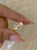 Anillo 15 años circon rosa talla 7